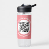 Moderne QR-code, gepersonaliseerde tekst, roze en Waterfles (Links)
