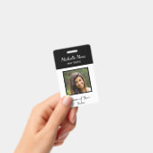 Moderne QR-code Haarstylist Zwart Wit Badge (Handheld)