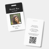 Moderne QR-code Haarstylist Zwart Wit Badge (Front & Back)