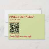 Moderne QR Code Handgeschreven Kleurrijke Retro Br RSVP Kaartje (Voorkant)