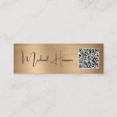 Moderne QR Code Handtekening Manuscript Gold Mini Visitekaartje (Voorkant)