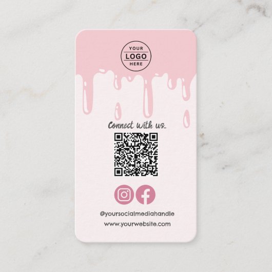 Moderne QR Code Logo Roze Bakkerij Visitekaartje (Voorkant)