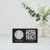 Moderne QR-code Logo Simple White Professional Bus Visitekaartje (Staand voorkant)