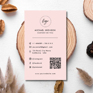 Moderne QR Code Logo Social Media Iconen Roze Visitekaartje