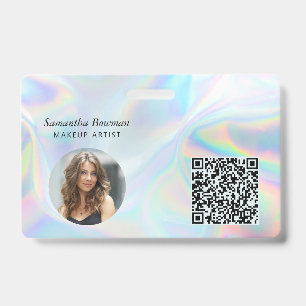 Moderne QR Code Makeup Artist Employee Holographic Badge