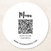 Moderne QR-code menu Restaurants Ronde Kartonnen Onderzetter (Voorkant)