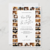 Moderne QR-code Minimal 29 Fotogrid Wedding Kaart (Voorkant)