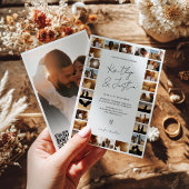 Moderne QR-code Minimal 29 Fotogrid Wedding Kaart