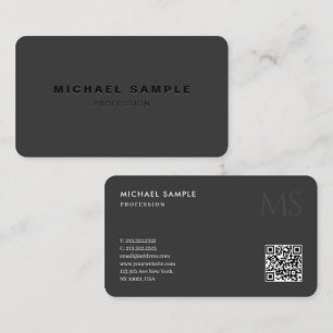 Moderne QR Code Monogram Sjabloon Elegant Zwart Visitekaartje