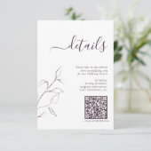 Moderne QR Code Plum Paars Wedding Details Informatiekaartje (Staand voorkant)