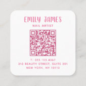 Moderne QR Code Professionele Nail Spa Salon Vierkante Visitekaartje (Achterkant)