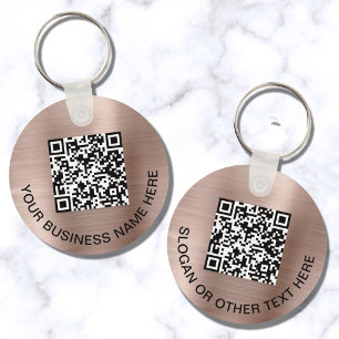 Moderne QR-code Promotie Roos Gold Sleutelhanger