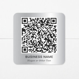 Moderne QR Code Promotioneel Zilver Vierkante Sticker