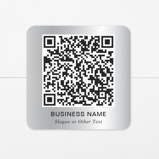 Moderne QR Code Promotioneel Zilver Vierkante Sticker