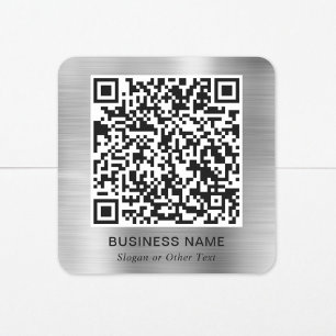 Moderne QR Code Promotioneel Zilver Vierkante Sticker