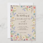 Moderne QR-code Rustieke Eenvoudige Wildflower Wed Kaart (Voorkant)