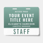 Moderne QR Code Sage Groene Event Toegangs-ID Badge (Voorzijde)