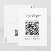 Moderne QR-code scanbare huwelijksreactie RSVP-ant Briefkaart (Voorkant / Achterkant)