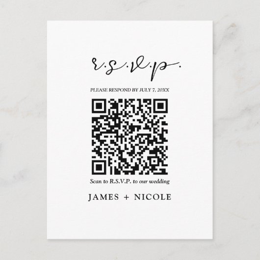 Moderne QR-code scanbare huwelijksreactie RSVP-ant Briefkaart (Voorkant)