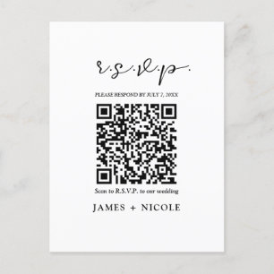 Moderne QR Code Scannable Wedding R.S.V.P. Reactie Briefkaart