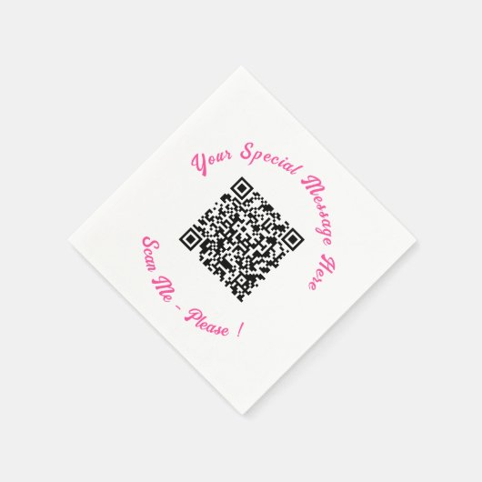 Moderne QR Code Servetten met Uw Speciale Tekst (Hoek)