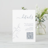 Moderne QR-code - Stusty Blue Wedding - Gegevens Informatiekaartje (Staand voorkant)