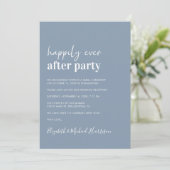 Moderne QR-code Stusty Blue Wedding Reception Kaart (Staand voorkant)
