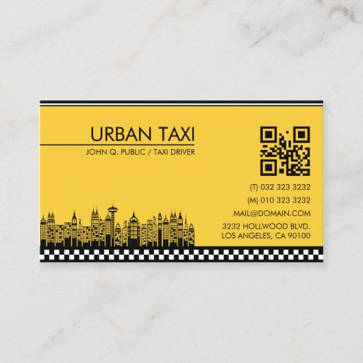 Moderne QR-code taxichauffeur Visitekaartje (Voorkant)