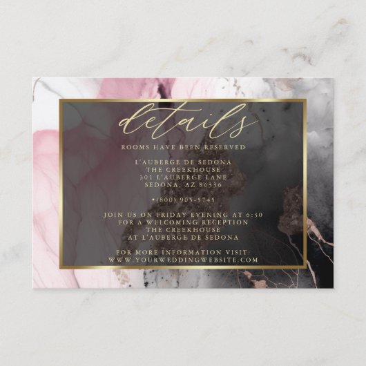 Moderne QR Code Verf Abstract Roos Houtskool Goud Informatiekaartje (Voorkant)