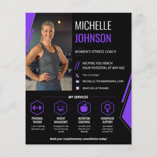 Moderne QR-code voor fitnesscoach voor vrouwen Flyer