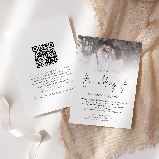 Moderne QR-code voor script bruiloft Kaart