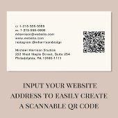 Moderne QR-code voor script, Professional Cream Visitekaartje