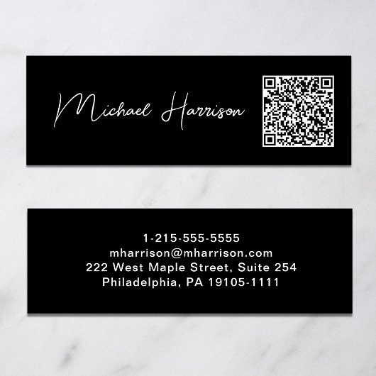 Moderne QR-code voor script Professional Mini Visitekaartje