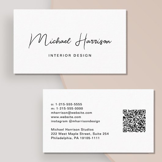 Moderne QR-code voor script Professional Visitekaartje