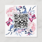 Moderne QR Code Waterverf Bloemblauw Roze Elegant Vierkante Visitekaartje (Voorkant)