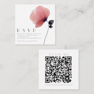 Moderne QR Code Waterverf papaverhuwelijk RSVP Informatiekaartje