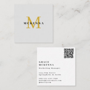 Moderne QR-code Zakelijke Kaart Lichtgrijs Vierkante Visitekaartje