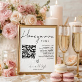 Moderne QR code Zwart wit Honeymoon Fund Wedding Poster