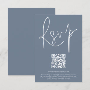 Moderne QR-codecode voor bruiloft blauwe RSVP-kaar Kaart