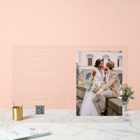 Moderne QR | Foto Dank u & Welkom Acryl Bord (Huwelijk)