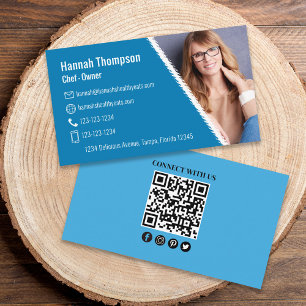 Moderne QR-fotocode blauw Verbinden met ons Visitekaartje
