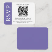Moderne QR Wedding RSVP Periwinkle en White Informatiekaartje (Voorkant / Achterkant)