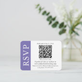 Moderne QR Wedding RSVP Periwinkle en White Informatiekaartje (Staand voorkant)