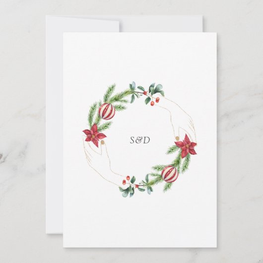 Moderne QR Winter Kerstkrans Gouden Bruiloft Kaart (Achterkant)