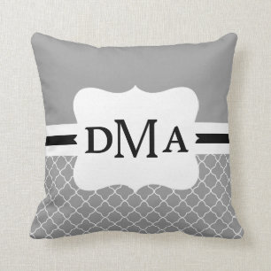 Moderne Quatrefoil Monogram Pillow Alle kleuren Kussen