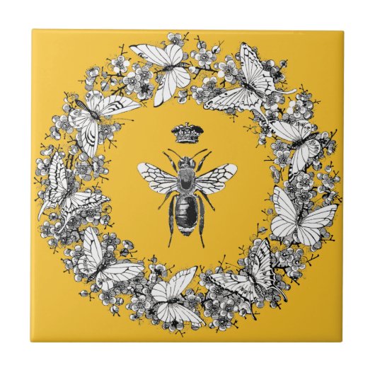 Moderne Queen Bee Crown Butterfly krans Tegeltje (Voorkant)