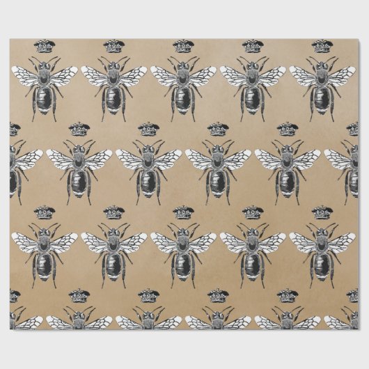 Moderne Queen Bee Crown Kraft Cadeaupapier (Vlak)