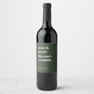 moderne quote vrede en vreugde vakantie wijn etiket