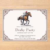 Moderne Race Paard Derby Party Acryl Uitnodigingen (Voorkant)