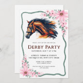Moderne Race Paard Derby Party Kaart (Voorkant / Achterkant)